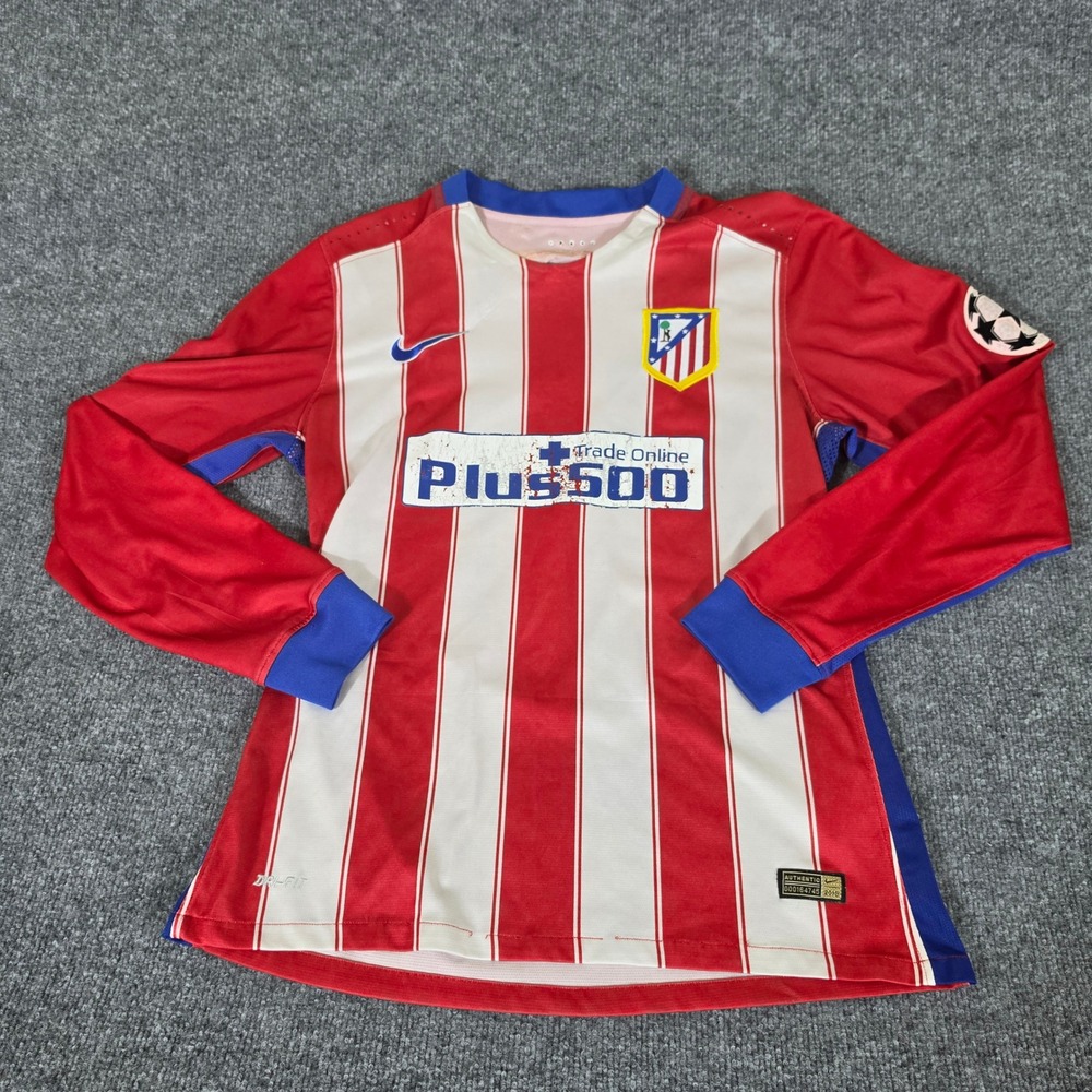 Nike Atletico Madrid 2015-16 Home Jersey Long Sleeve Santander 10 Men Small Red